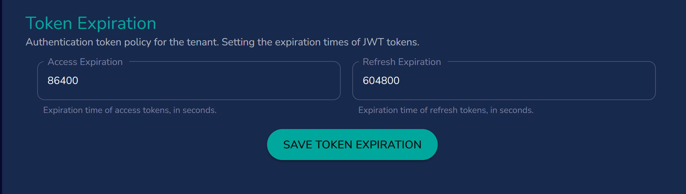 Update Tenant Token Expiration